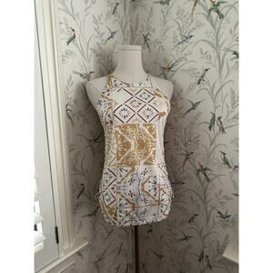 PRANA Women's Tank Top Sleeveless Top. Floral Yellow White. Size Women's XS